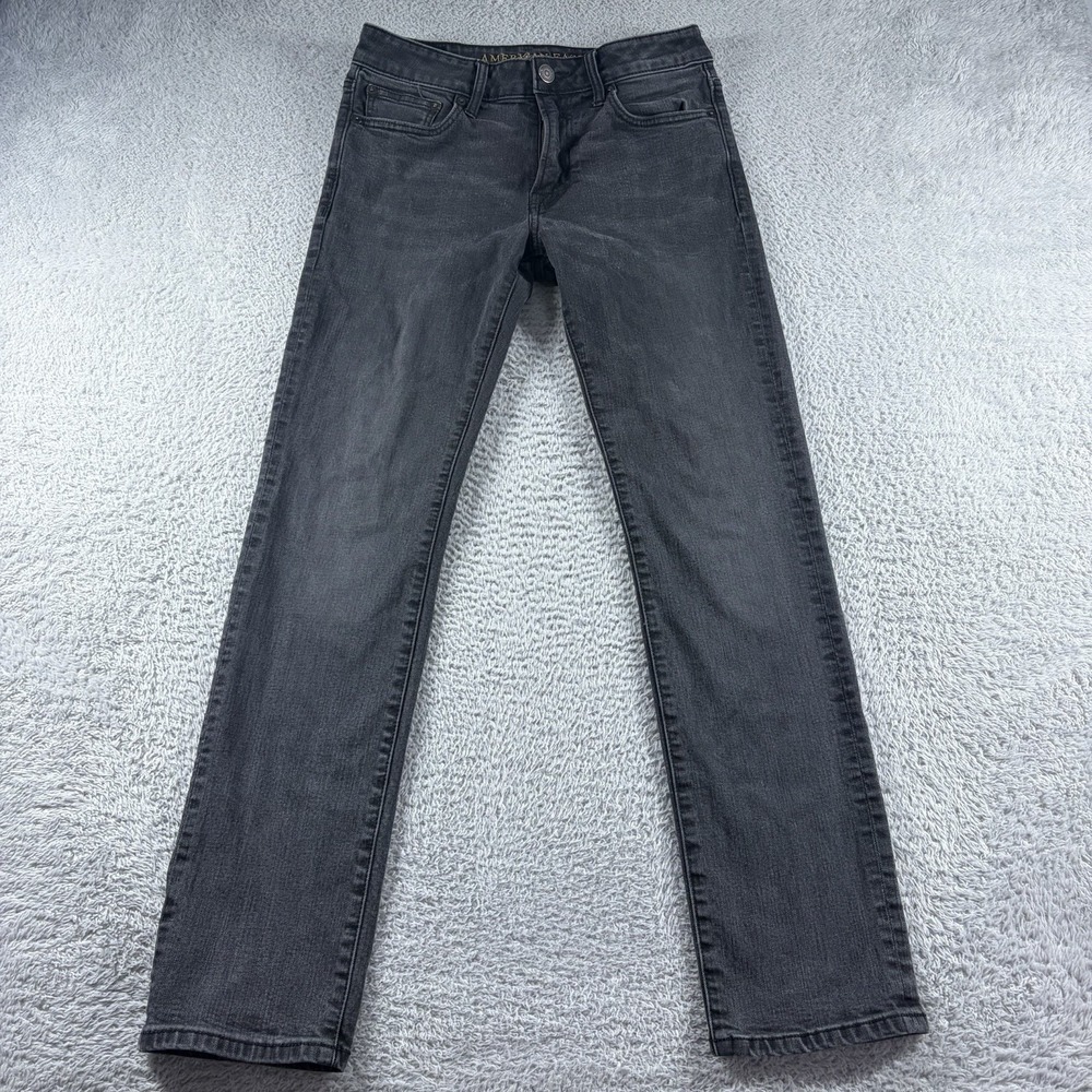 American Eagle Jeans Mens 30x32 Black Slim Straight Extreme Flex Emo Skater